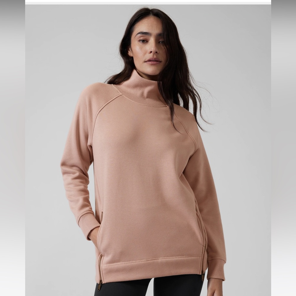 Athleta Cozy karma side zip Funnel neck
